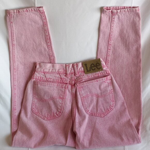 Vintage Lee Pink Acid Washed Tapered Waist Jeans - Picture 4 of 8